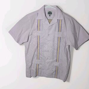 San Cristobal Shirt Mens Medium Plaid Short Sleeve Guayabera Pockets